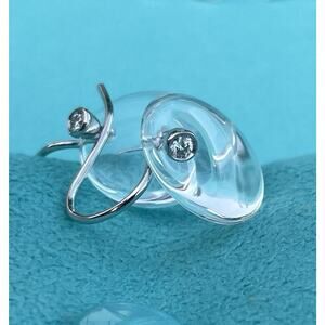 Tiffany Co Platinum Diamond Elsa Peretti Rock Crystal Quartz Hook Disc earrings
